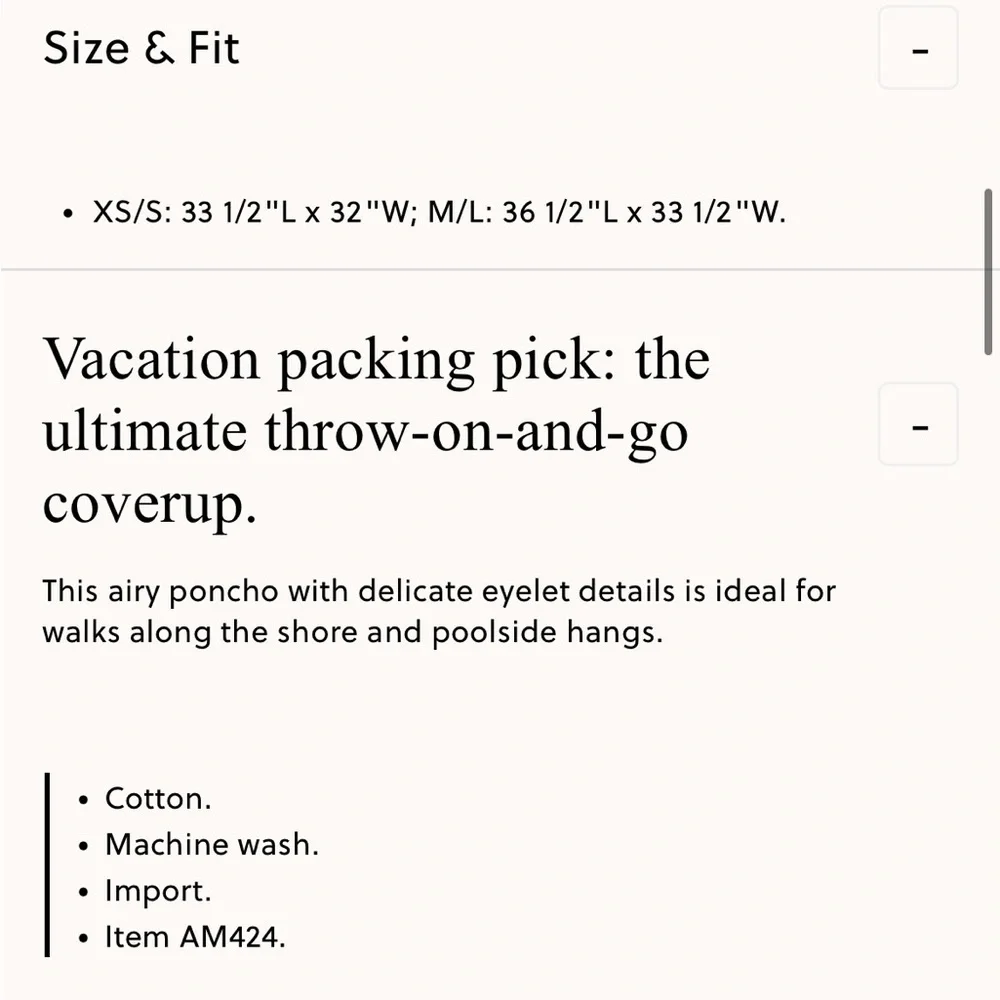 J.CREW (Spring 2020) Open beach poncho in eyelet size M/L